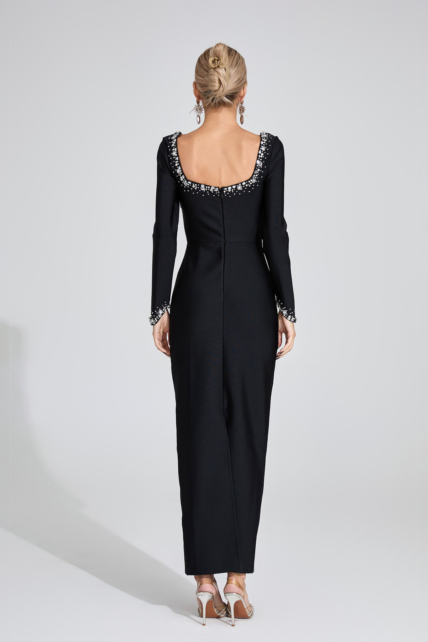Uzzar Long Sleeve Maxi Dress In Black