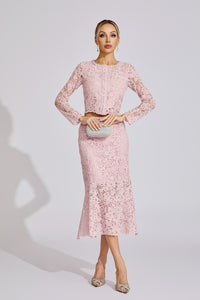 Malec Diamond Embroidered Two-Piece Set In Pink