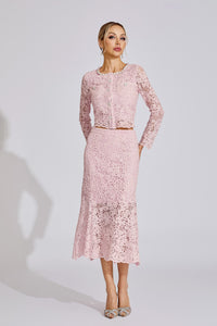 Malec Diamond Embroidered Two-Piece Set In Pink