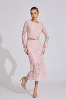Malec Diamond Embroidered Two-Piece Set In Pink