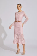 Malec Diamond Embroidered Two-Piece Set In Pink