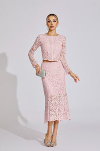 Malec Diamond Embroidered Two-Piece Set In Pink