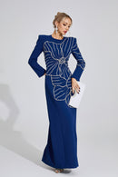 Gaussia Diamond Maxi Dress In Dark Blue