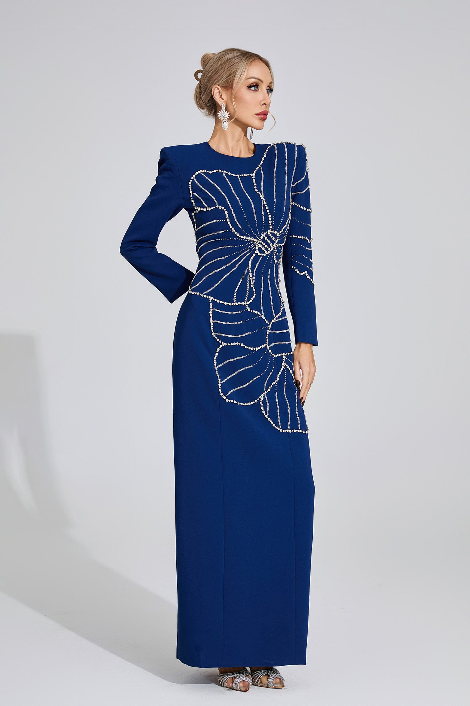 Gaussia Diamond Maxi Dress In Dark Blue