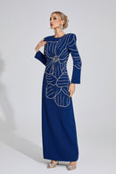 Gaussia Diamond Maxi Dress In Dark Blue