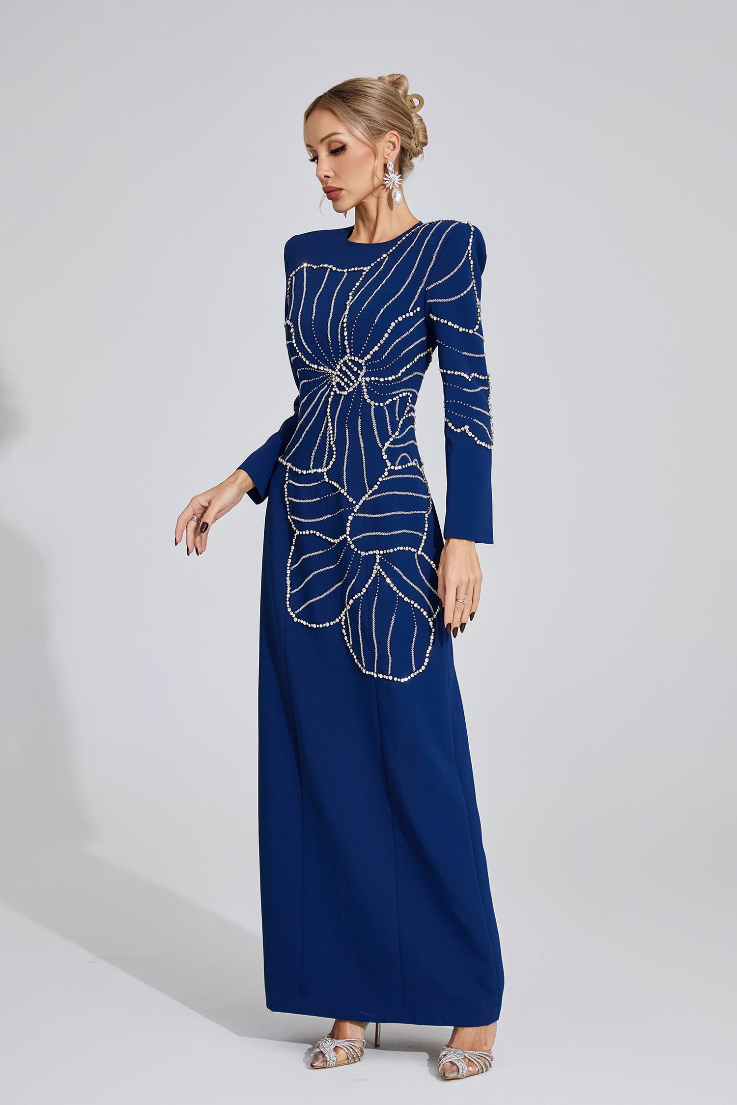 Gaussia Diamond Maxi Dress In Dark Blue