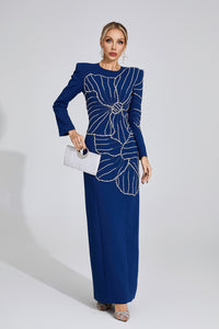 Gaussia Diamond Maxi Dress In Dark Blue