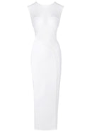 Nakia Sleeveless Mesh Insert Maxi Dress In White