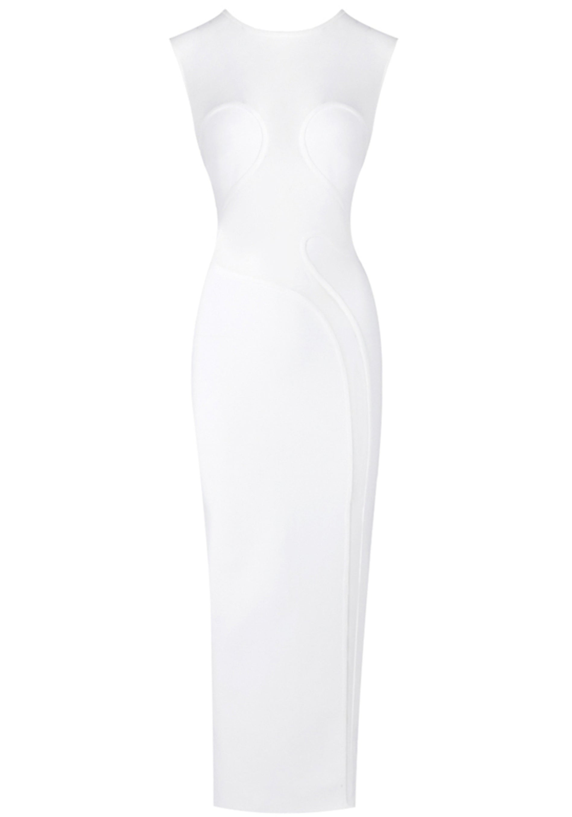Nakia Sleeveless Mesh Insert Maxi Dress In White