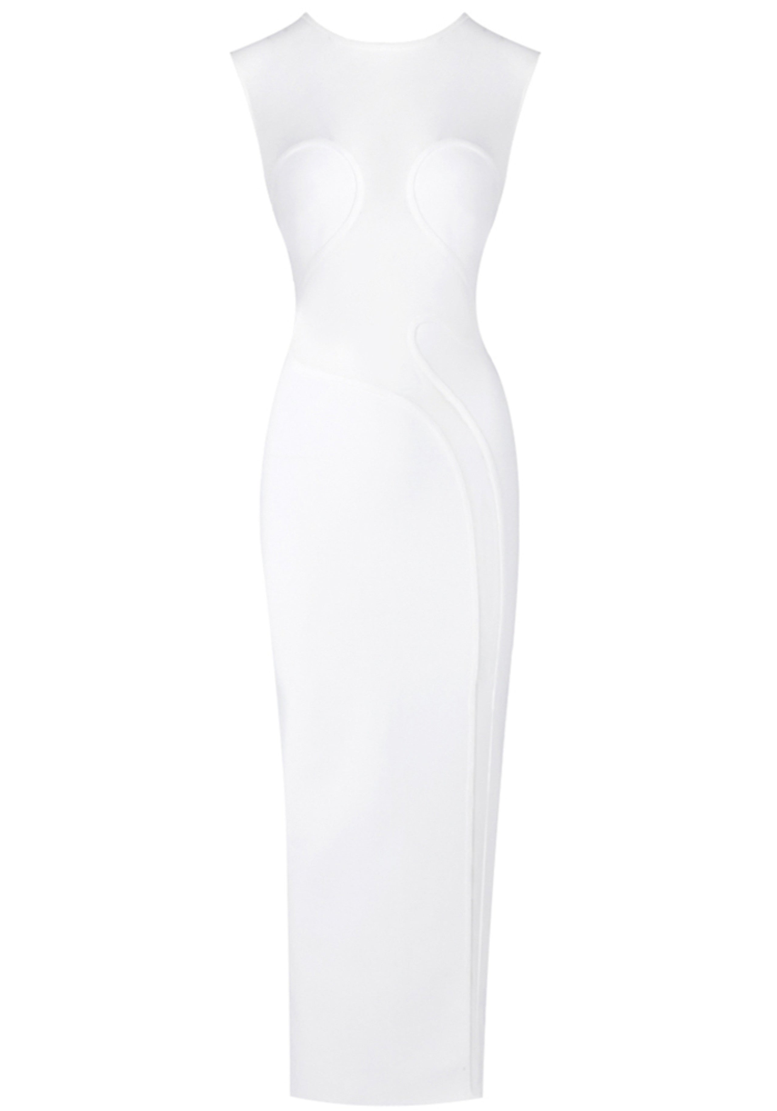 Nakia Sleeveless Mesh Insert Maxi Dress In White