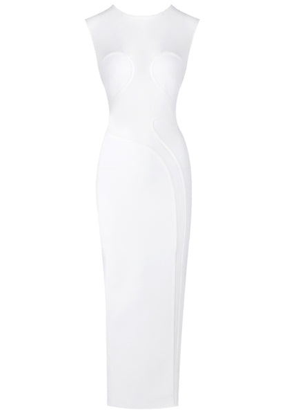 Nakia Sleeveless Mesh Insert Maxi Dress In White