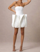 Jasmijn Strapless Floral Mini Dress In White