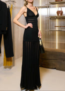 Aldwyn Striped Mesh Maxi Dress In Black