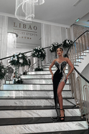 Blani Strapless Embellished Bandage Dress