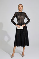 Eryndel Lace Long Sleeve Maxi Dress In Black