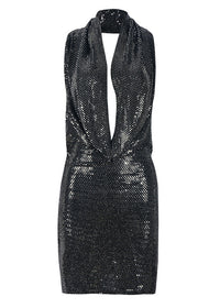 Fitzgerald Glitter Plunge Hooded Dress