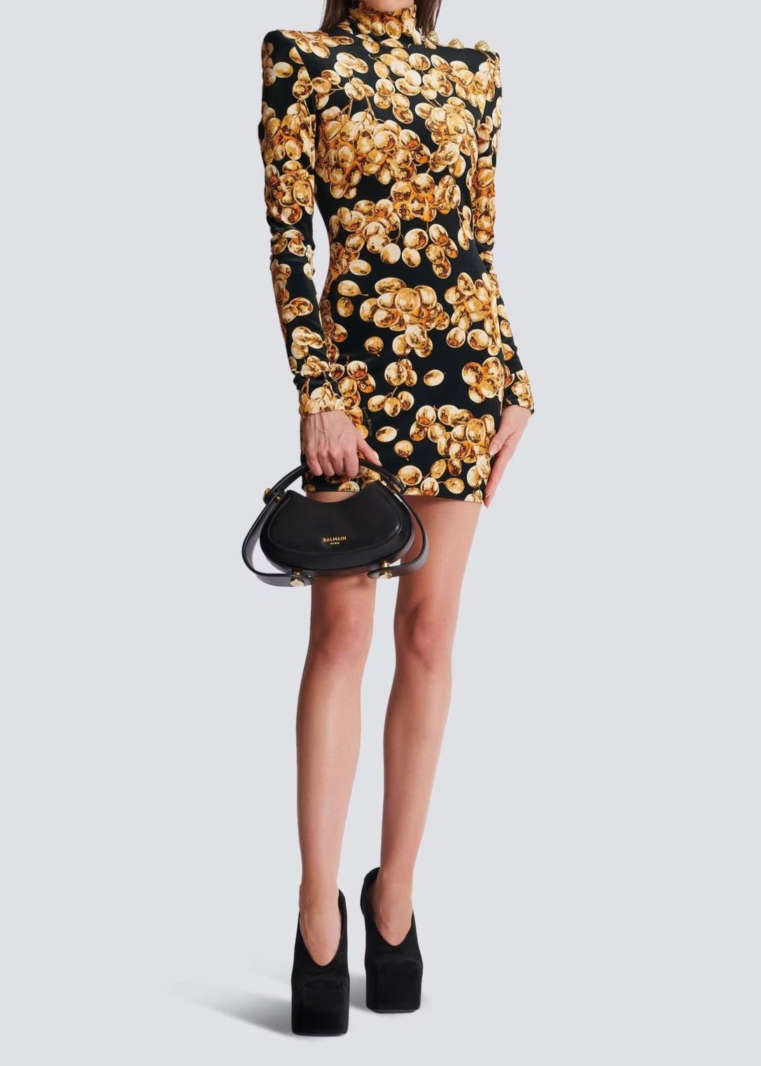 Pallavi Three-Dimensional Pattern Velvet Mini Dress In Gold