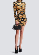 Pallavi Three-Dimensional Pattern Velvet Mini Dress In Gold