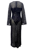 Eadward Long Sleeve Sequin Maxi Dress In Black
