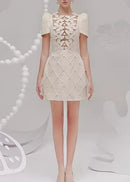 Angelita Flower Pearl Mini Dress