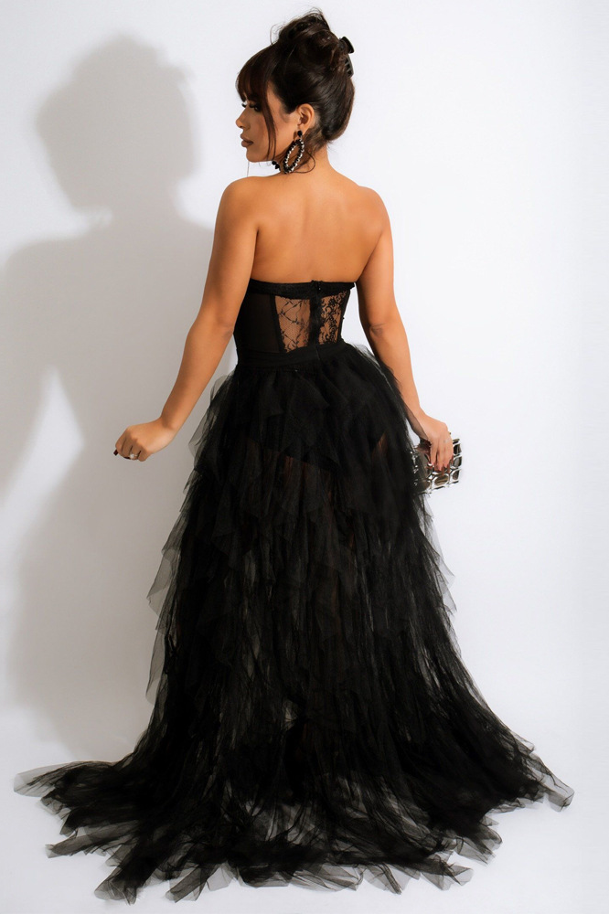 Tine Tulle Maxi Dress In Black
