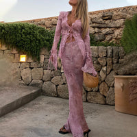 Nude Printed Chiffon Set