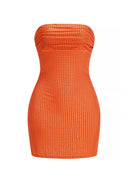 Fariha Strapless Embellished Mini Dress In Orange