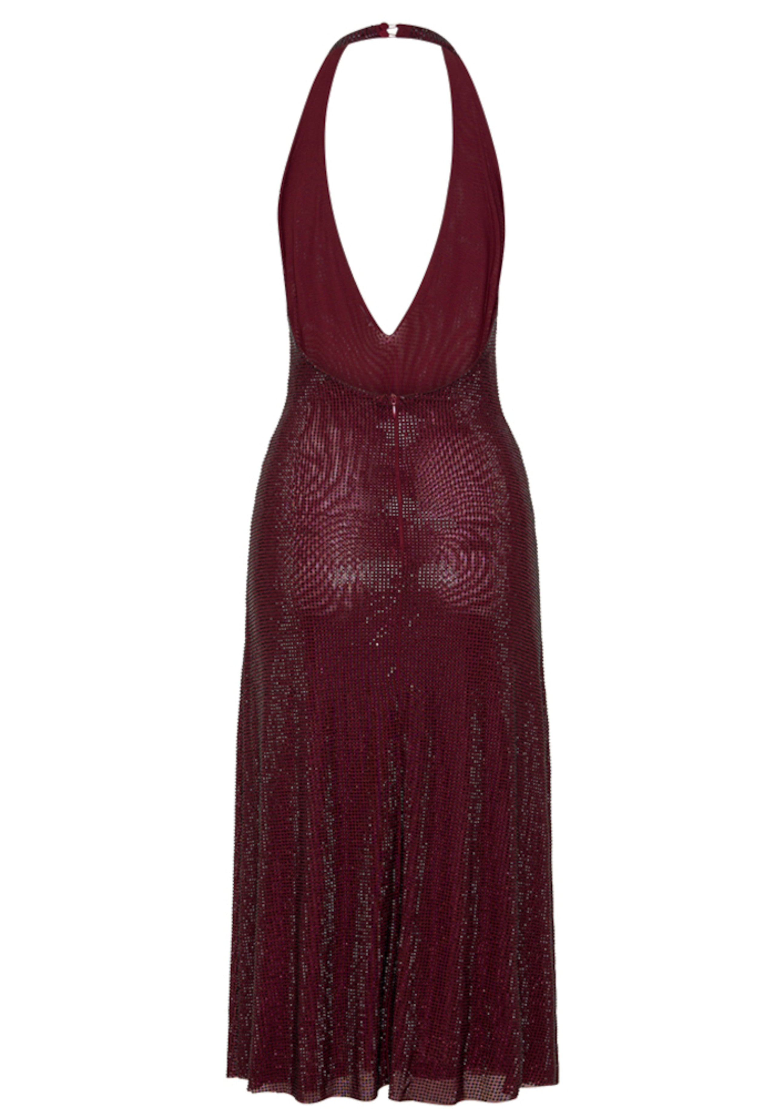 Baryx Halter Sparkly Midi Dress In Burgundy