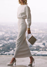Ilyria Long Sleeve Maxi Dress In White