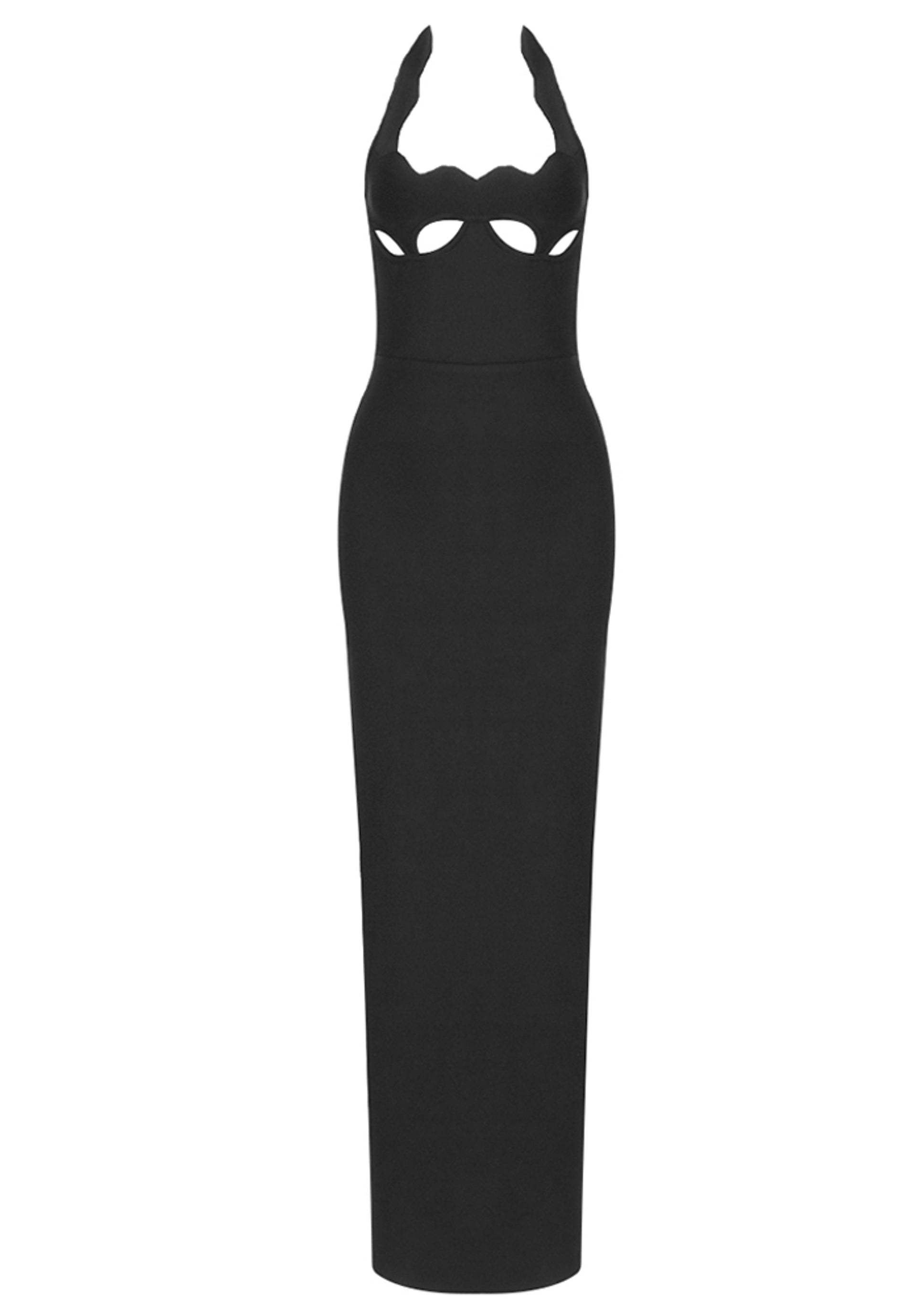 Bakir Halter Cutout Bustier Maxi Dress In Black