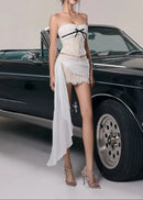 Gaelith Strapless Floral Corset Two Piece Dress In Ivory