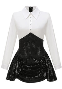 Reeves Long Sleeve Sequin Two Piece Dress In Black