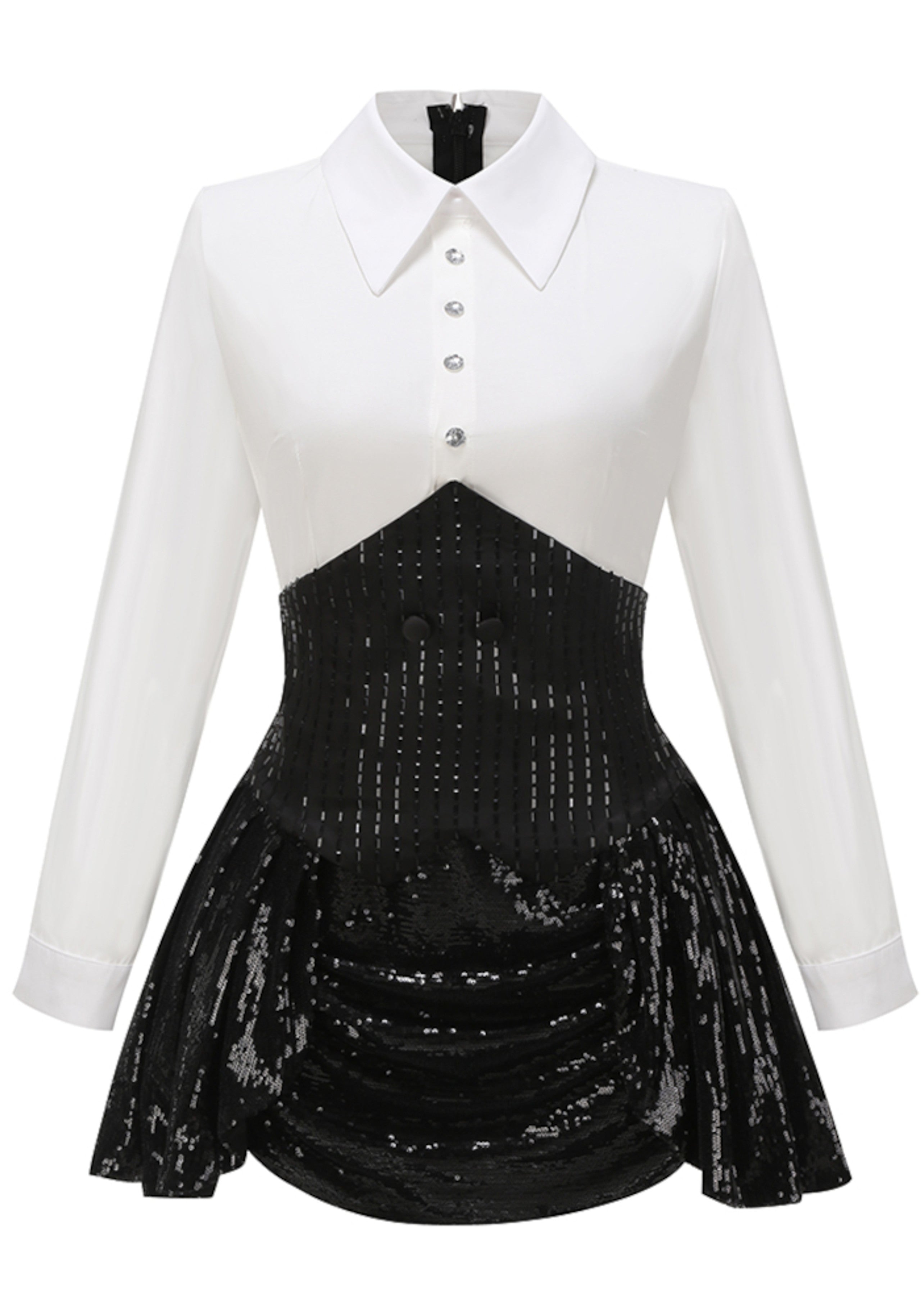 Reeves Long Sleeve Sequin Two Piece Dress In Black