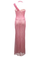 Behitha Halter Sparkly Two Piece Maxi Dress In Pink
