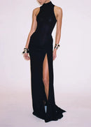 Gwydion Draped Detail Maxi Dress In Black