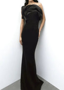 Cathee Strapless Petals Maxi Dress In Black