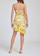 Paprika Strapless Embroidered Flower Mini Dress