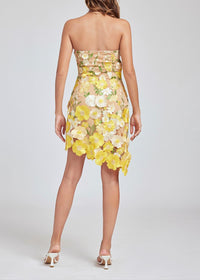 Paprika Strapless Embroidered Flower Mini Dress