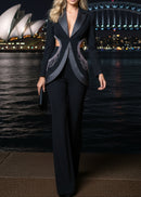 Olaniyi Long Sleeve Crystal Cutout Detail Suit In Black