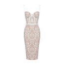 Shalise Lace Strap Midi Dress In White