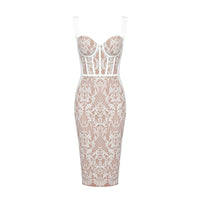 Shalise Lace Strap Midi Dress In White