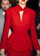 Roosje Long Sleeve Peplum Dress In Red