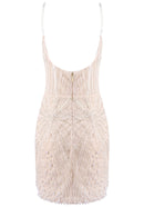 Jyrion Pearl Embellished Mini Dress Nude