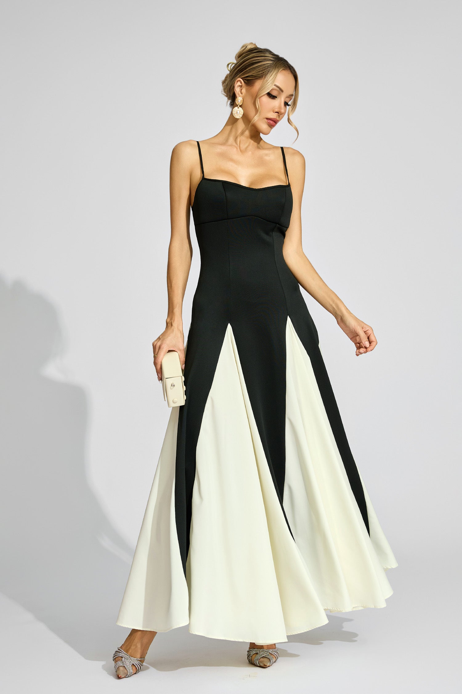 formal dress with suspender Fashionable Slit Suspender Dress Likemychoice