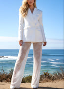 Naveed Sequined Lace Suit In White