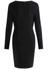 Daxian Long Sleeve Structured Midi Dress In Black