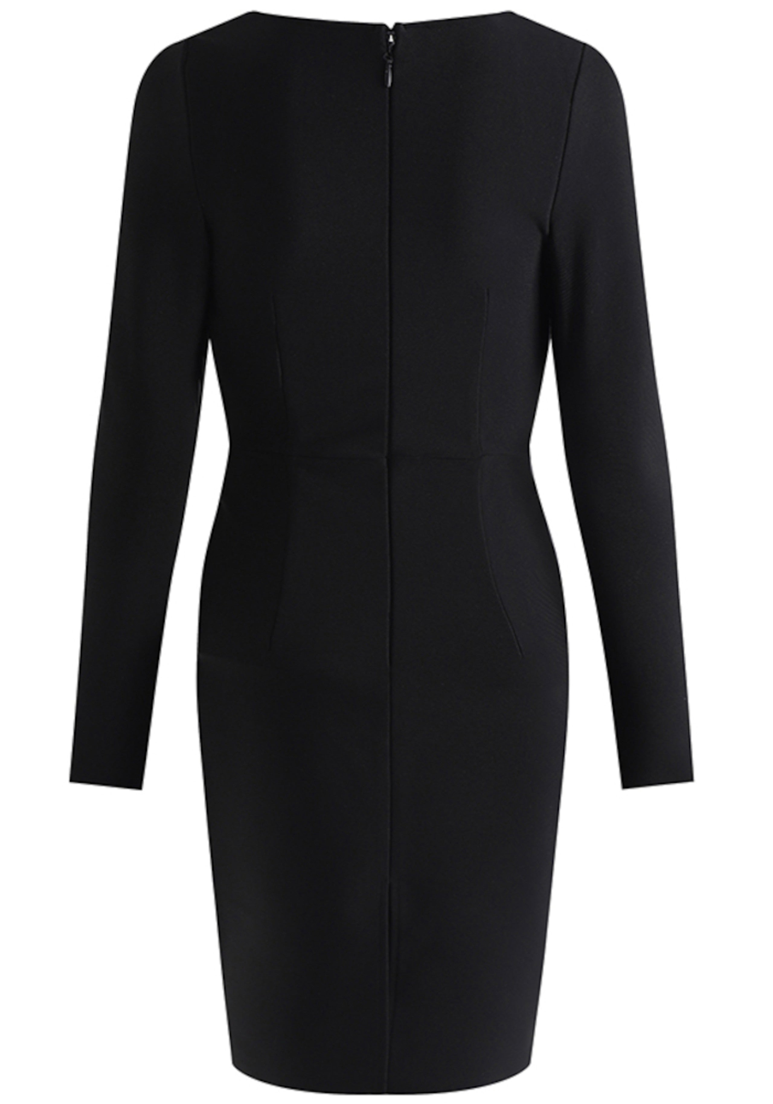 Daxian Long Sleeve Structured Midi Dress In Black