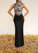 Ailbern Floral Embroidered Maxi Dress In Black
