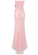 Hexar Strapless Sequin Floral Maxi Dress In Pink
