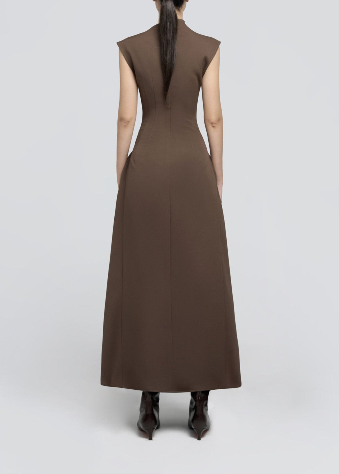 Quintus Sleeveless Irregular Hem Maxi Dress In Brown